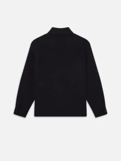 Double Face Wool Shirt Jacket in Dark Navy – Refined Monochrome Dropped-Shoulder Layer -FRAME Clothing Shop MP25WJA007 DKNV B jacket back packshot image