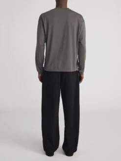 Men's Light Supima Cotton Long Sleeve Tee in Dark Grey – Premium Crewneck Essential -FRAME Clothing Shop MP26JTE010 DKGR 2898 shirt back image