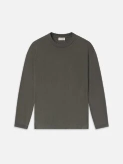 Men's Light Supima Cotton Long Sleeve Tee in Dark Grey – Premium Crewneck Essential