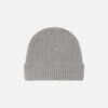 Premium Heather Grey Ribbed Knit Beanie – Wool & Cashmere Winter Hat