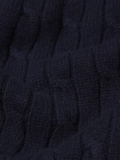 Cable Polo Sweater in Dark Navy – Wool-Cashmere Refined Knit 15 Cable Polo Sweater in Dark Navy – Wool-Cashmere Refined Knit -FRAME Clothing Shop MP26KSW004 DKNV FABRICDETAIL sweater texture fabric image