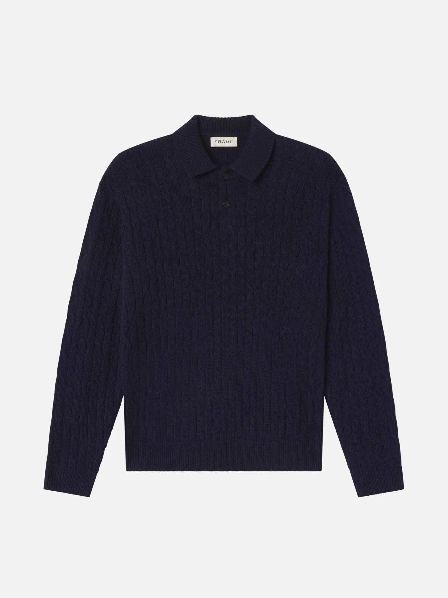 Cable Polo Sweater in Dark Navy – Wool-Cashmere Refined Knit 1 Cable Polo Sweater in Dark Navy – Wool-Cashmere Refined Knit