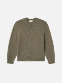 Men's Light Taupe Suede Patch Sweater – Premium Wool-Cashmere Classic Knit