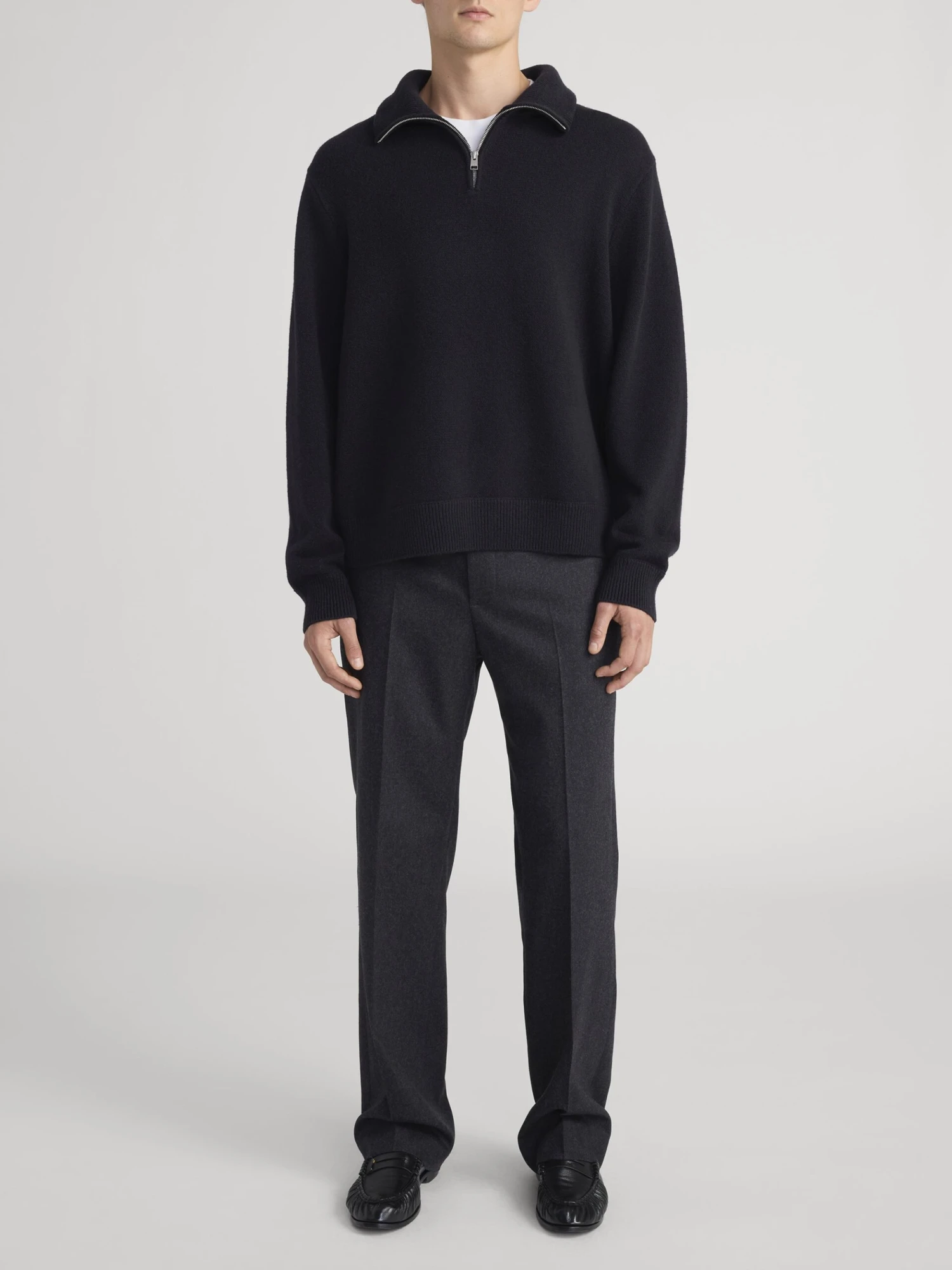 Zip Up Wool Sweater -- Black 2 Zip Up Wool Sweater -- Black - Image 2