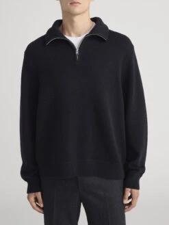 Zip Up Wool Sweater -- Black 9 Zip Up Wool Sweater -- Black -FRAME Clothing Shop MP26KSW010 BLK 2506 sweater front image