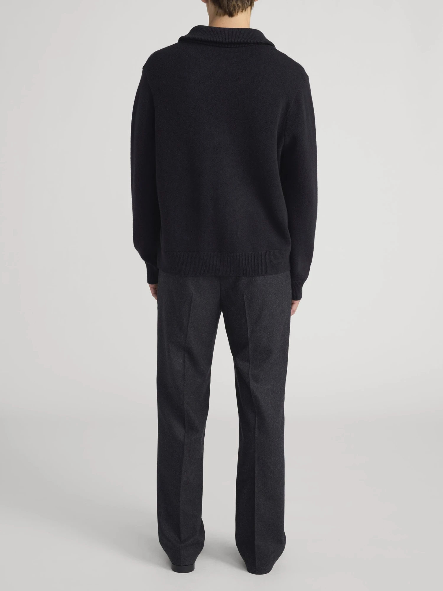 Zip Up Wool Sweater -- Black 6 Zip Up Wool Sweater -- Black - Image 6