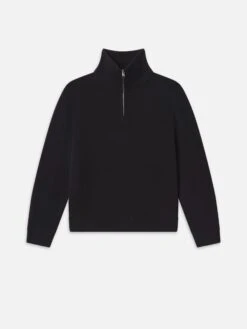 Zip Up Wool Sweater -- Black