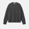 Grey Melange Wool-Blend Chunky Cable Knit Sweater - Relaxed Fit Crewneck
