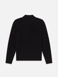 Men's Black 100% Cashmere Button-Down Shirt Sweater – Luxury Hybrid Knitwear -FRAME Clothing Shop MP26KSW043 BLK B sweater back packshot image