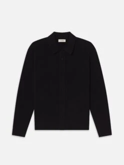 Men's Black 100% Cashmere Button-Down Shirt Sweater – Luxury Hybrid Knitwear