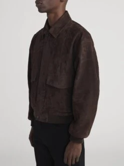 Retro Dark Brown Genuine Leather Jacket – Vintage Inspired Classic Fit Outerwear -FRAME Clothing Shop MP26LJA002 DKBR 2309 jacket side angle image