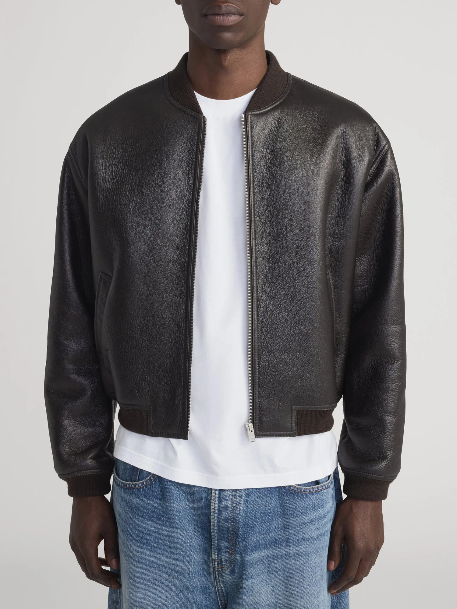 Men's Dark Brown 100% Shearling Bomber Jacket – Rugged Winter Outerwear 3 Men's Dark Brown 100% Shearling Bomber Jacket – Rugged Winter Outerwear - Image 3