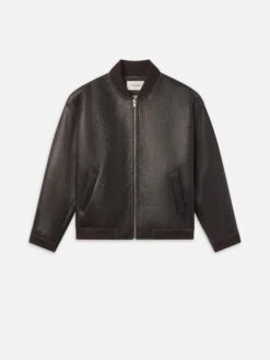 Men's Dark Brown 100% Shearling Bomber Jacket – Rugged Winter Outerwear