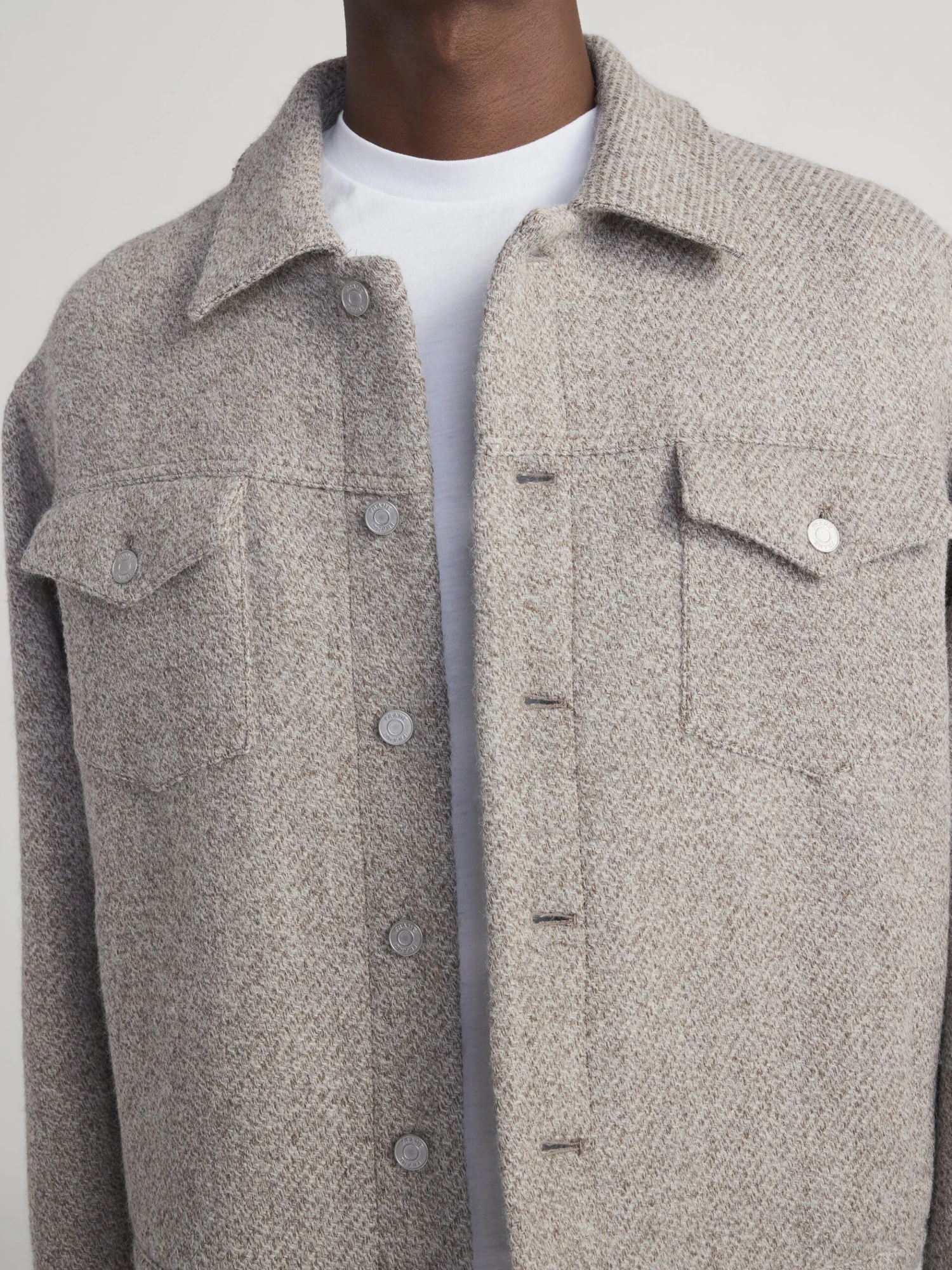 Wool Trucker Jacket -- Light Taupe 4 Wool Trucker Jacket -- Light Taupe - Image 4