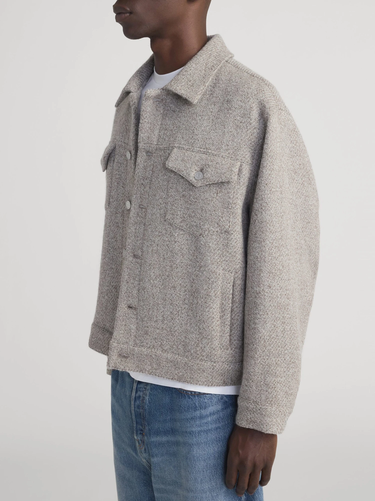 Wool Trucker Jacket -- Light Taupe 5 Wool Trucker Jacket -- Light Taupe - Image 5