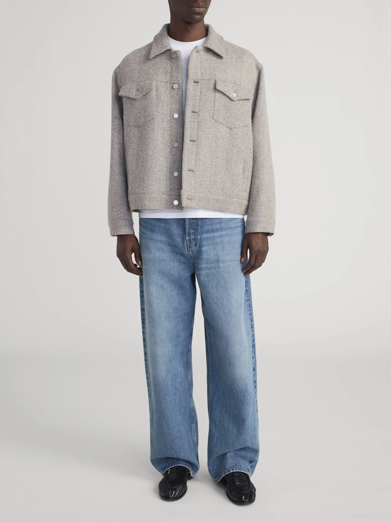 Wool Trucker Jacket -- Light Taupe 2 Wool Trucker Jacket -- Light Taupe - Image 2