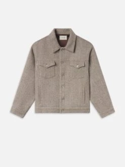 Wool Trucker Jacket -- Light Taupe