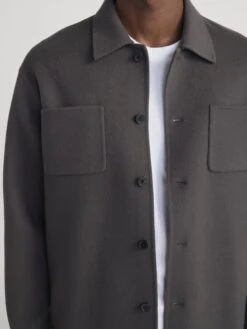 Double Face Wool Trucker -- Grey -FRAME Clothing Shop MP26WJA008 GREY 1885 jacket front detail image