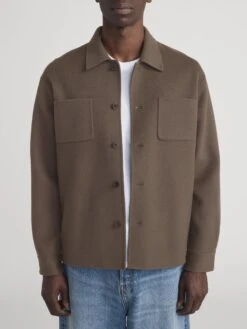 Double Face Wool Trucker -- Mocha 9 Double Face Wool Trucker -- Mocha -FRAME Clothing Shop MP26WJA008 MCH V2 jacket front image