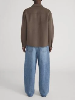 Double Face Wool Trucker -- Mocha 12 Double Face Wool Trucker -- Mocha -FRAME Clothing Shop MP26WJA008 MCH v2 jacket back image