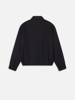 Men's Jet Black Double Face 100% Wool Blouson – Refined Minimalist Structured Jacket -FRAME Clothing Shop MP26WJA013 BLK BACK jacket back packshot image