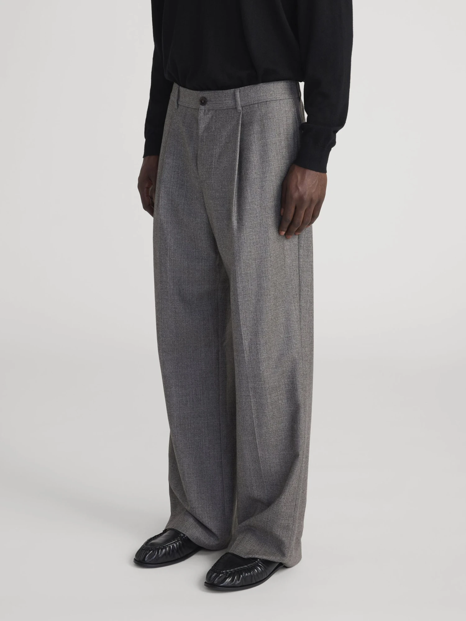 Wide Leg Flannel Trousers -- Light Taupe 5 Wide Leg Flannel Trousers -- Light Taupe - Image 5