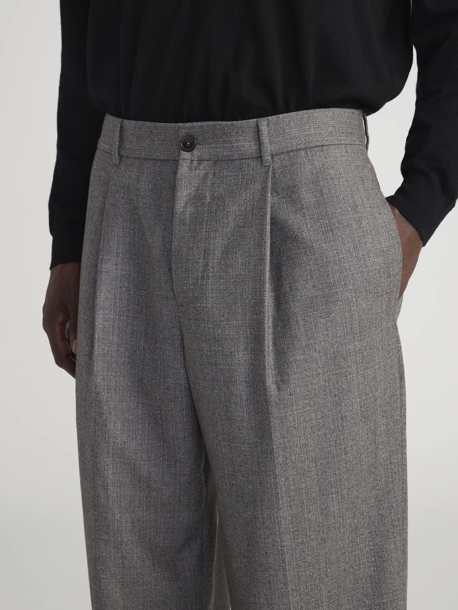 Wide Leg Flannel Trousers -- Light Taupe 4 Wide Leg Flannel Trousers -- Light Taupe - Image 4