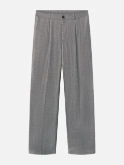Wide Leg Flannel Trousers -- Light Taupe