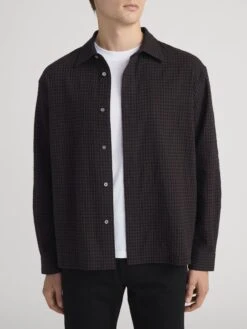 Navy Blue Checkered Cotton-Wool Blend – Classic Pointed Collar Button-Down Shirt 9 Navy Blue Checkered Cotton-Wool Blend – Classic Pointed Collar Button-Down Shirt -FRAME Clothing Shop MP26WSH004 NACH 1005 shirt front image