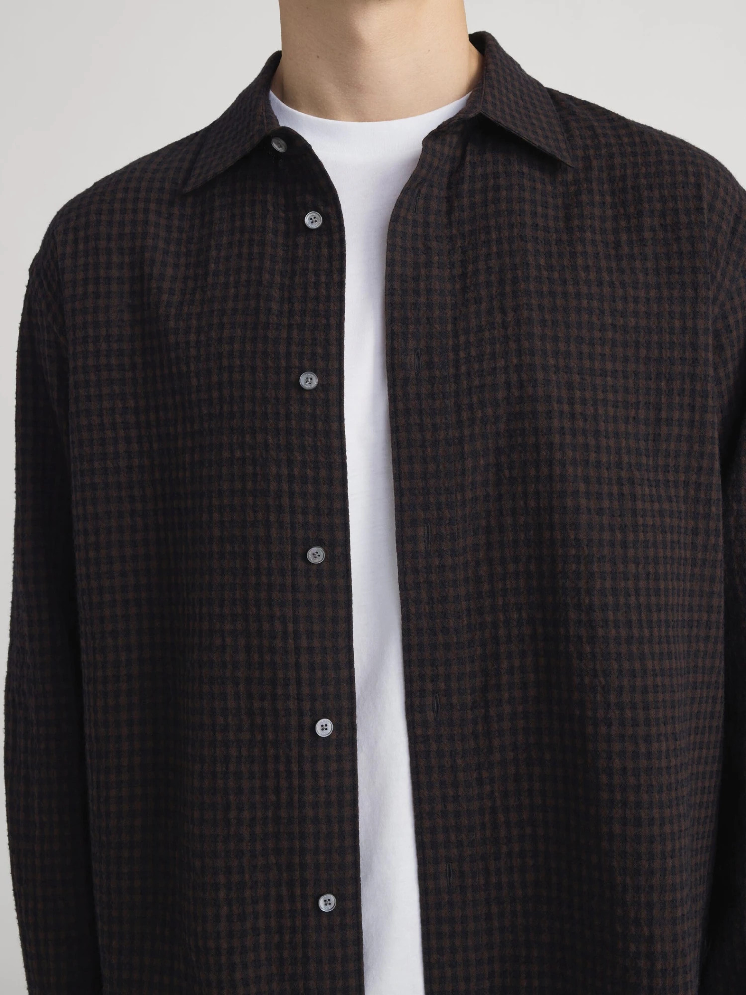 Navy Blue Checkered Cotton-Wool Blend – Classic Pointed Collar Button-Down Shirt 4 Navy Blue Checkered Cotton-Wool Blend – Classic Pointed Collar Button-Down Shirt - Image 4