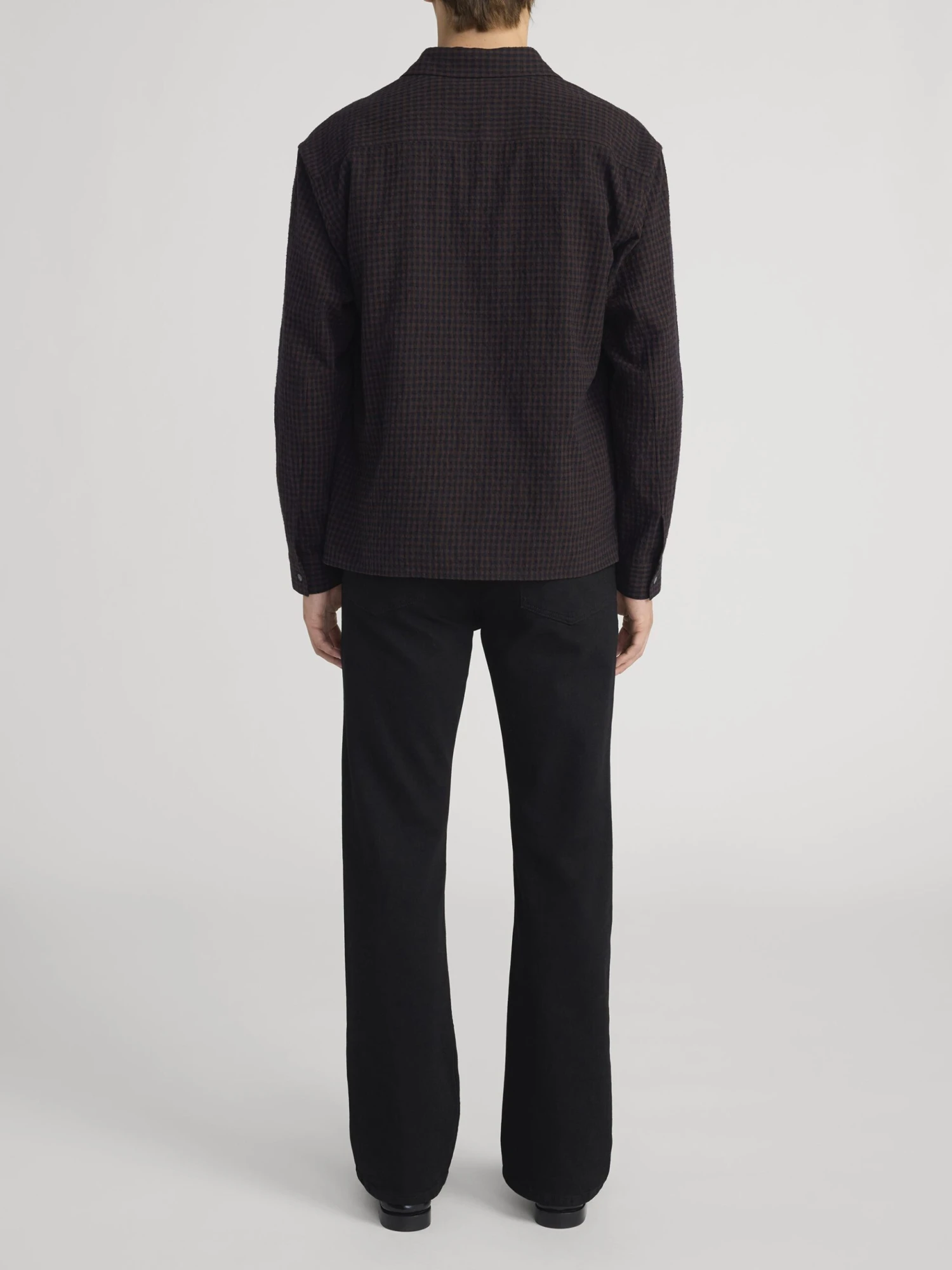 Navy Blue Checkered Cotton-Wool Blend – Classic Pointed Collar Button-Down Shirt 6 Navy Blue Checkered Cotton-Wool Blend – Classic Pointed Collar Button-Down Shirt - Image 6