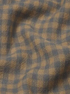 Men's Beige & Blue Plaid Lightweight Virgin Wool Relaxed Fit Shirt -FRAME Clothing Shop MP26WSH007 BBPL FABRICDETAIL shirt texture detail image