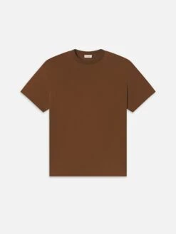 Light Cotton Crewneck Tee in Caramel – Premium Supima Cotton Short Sleeve
