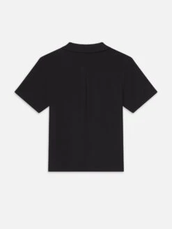 Frame Black Geometric Jacquard Short Sleeve Relaxed Fit Shirt - Textured Cotton Button-Down -FRAME Clothing Shop MS25JTE009 BLK BACK top back packshot image