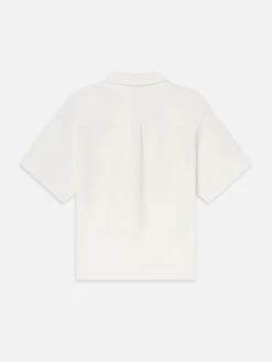 Jacquard Short Sleeve Relaxed Shirt -- White 7 Jacquard Short Sleeve Relaxed Shirt -- White -FRAME Clothing Shop MS25JTE009 WHT B shirt back packshot image