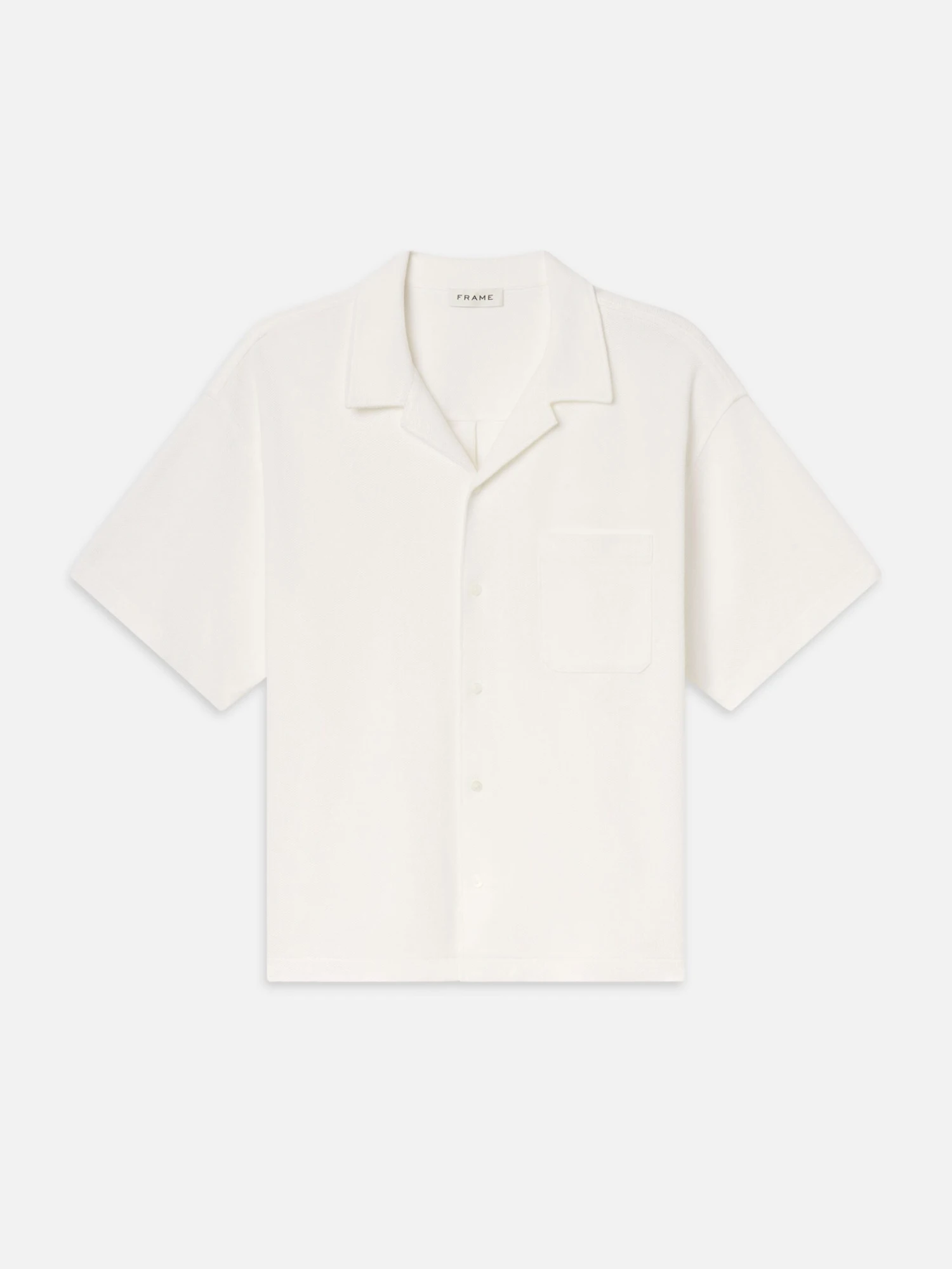 Jacquard Short Sleeve Relaxed Shirt -- White 1 Jacquard Short Sleeve Relaxed Shirt -- White