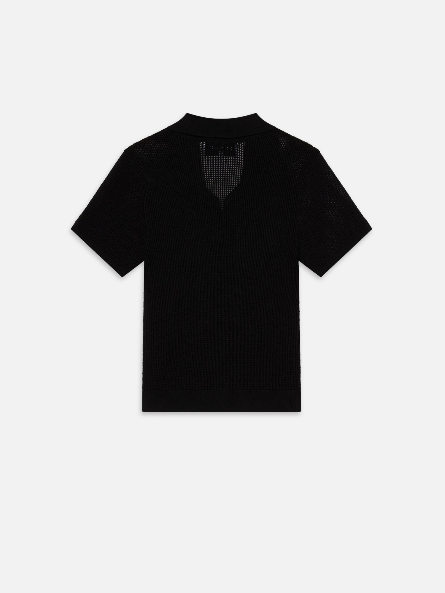 Men's Black Open Weave Knit Polo Sweater – Breathable Wool Blend Modern Prep Top 3 Men's Black Open Weave Knit Polo Sweater – Breathable Wool Blend Modern Prep Top - Image 3