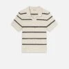 Men's Black Striped Cotton-Silk Polo Sweater – Short Sleeve Luxury Knitwear
