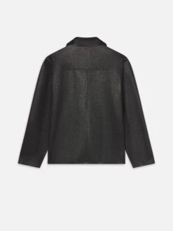 Premium Black Lamb Leather Jacket – Tonal Stitchwork with Notched Collar & Flap Pockets -FRAME Clothing Shop MS25LJA006 BLK B jacket back packshot image