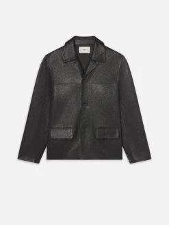 Premium Black Lamb Leather Jacket – Tonal Stitchwork with Notched Collar & Flap Pockets