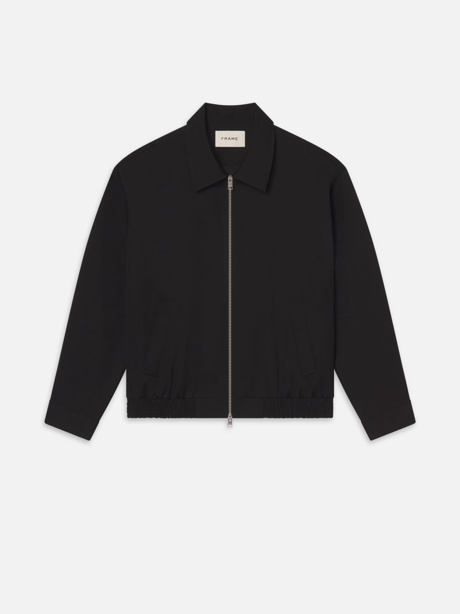 Men's Black Wool Blouson Jacket β Loose Fit Short Silhouette with Silver Zip 1 Men's Black Wool Blouson Jacket β Loose Fit Short Silhouette with Silver Zip