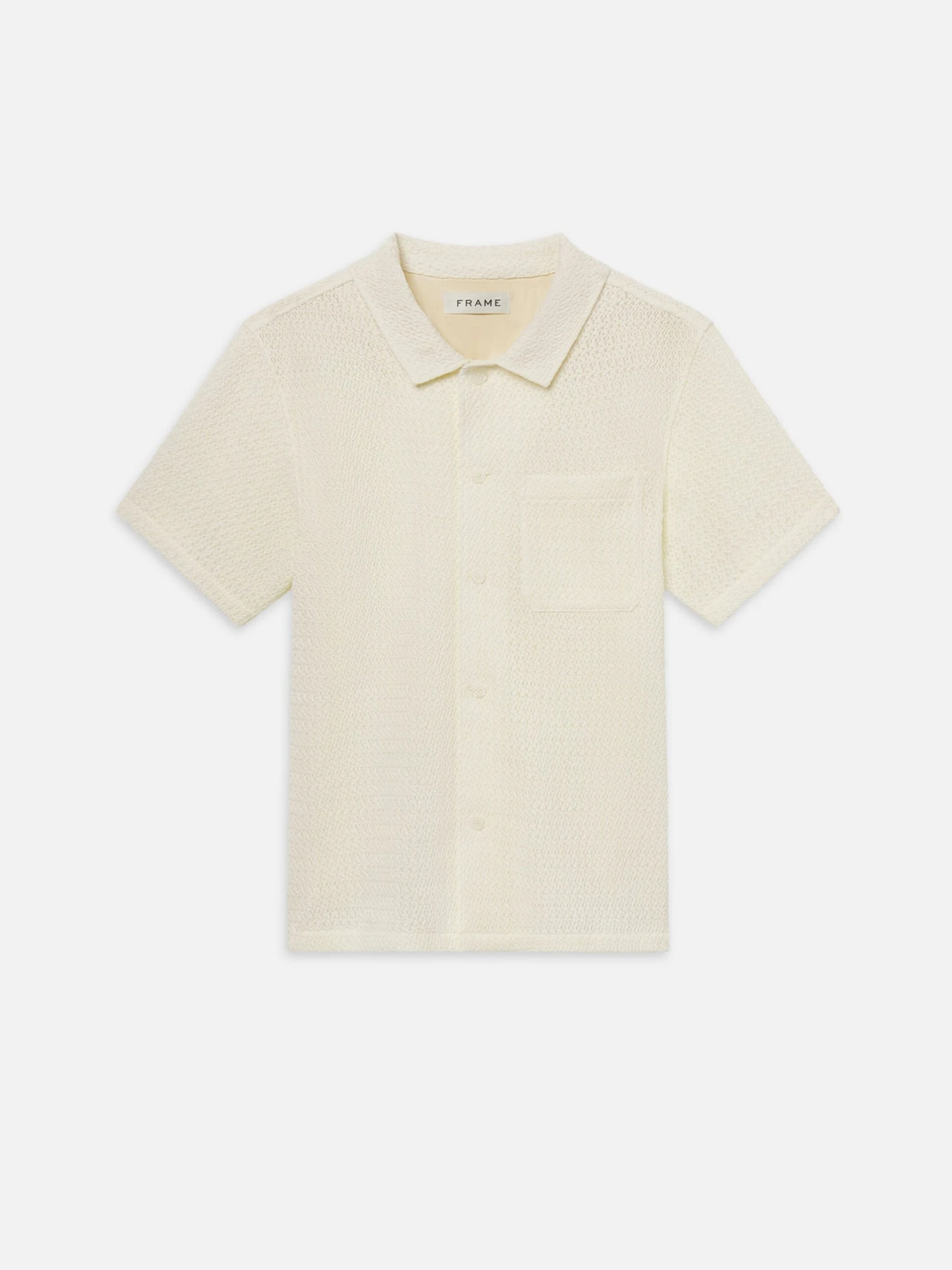 Men's Cream Open Weave Short Sleeve Shirt – Breathable Textured Knit with Spread Collar 1 Men's Cream Open Weave Short Sleeve Shirt – Breathable Textured Knit with Spread Collar