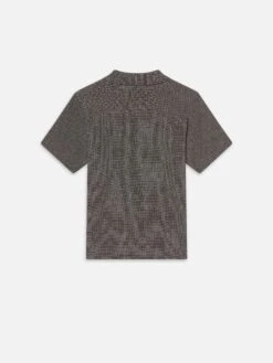 Black Multi Textured Short Sleeve Shirt β Cotton-Linen Waffle Knit Button Down 9 Black Multi Textured Short Sleeve Shirt β Cotton-Linen Waffle Knit Button Down -FRAME Clothing Shop MS25WSH019 BKML BACK shirt back packshot image