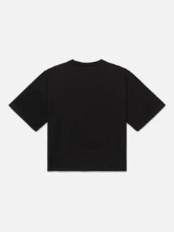 FRAME x Ritz Paris Men's Black Cropped Relaxed T-Shirt – Cotton-Cashmere Luxury Tee -FRAME Clothing Shop RM23JTE001 BLK BACK 0523 sweater back packshot image