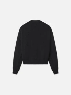 Ritz Paris x FRAME Black Cashmere Crewneck – Embroidered Logo Oversized Sweater -FRAME Clothing Shop RM23KSW003 BLK BACK 1411 sweater back packshot image