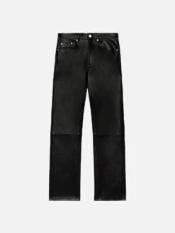 FRAME x Ritz Paris Black Lamb Leather Relaxed Fit Pants – Tonal Logo Edition