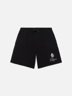FRAME x Ritz Paris Black Wool Shorts – Embroidered Logo Luxury Tailored Shorts