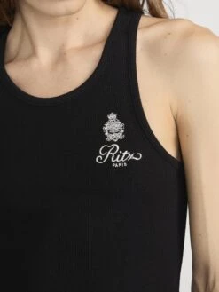 Ritz Women's Rib Tank -- Black -FRAME Clothing Shop RW23JKT001 BLK 02878 Detail OnModel