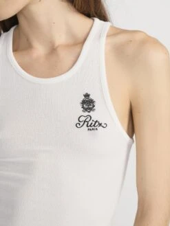 Ritz Women's Rib Tank -- White -FRAME Clothing Shop RW23JKT001 WHT 02576 Detail OnModel