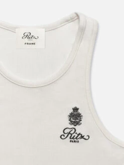 Ritz Women's Rib Tank -- White -FRAME Clothing Shop RW23JKT001 WHT DETAIL 0246 top detail packshot image